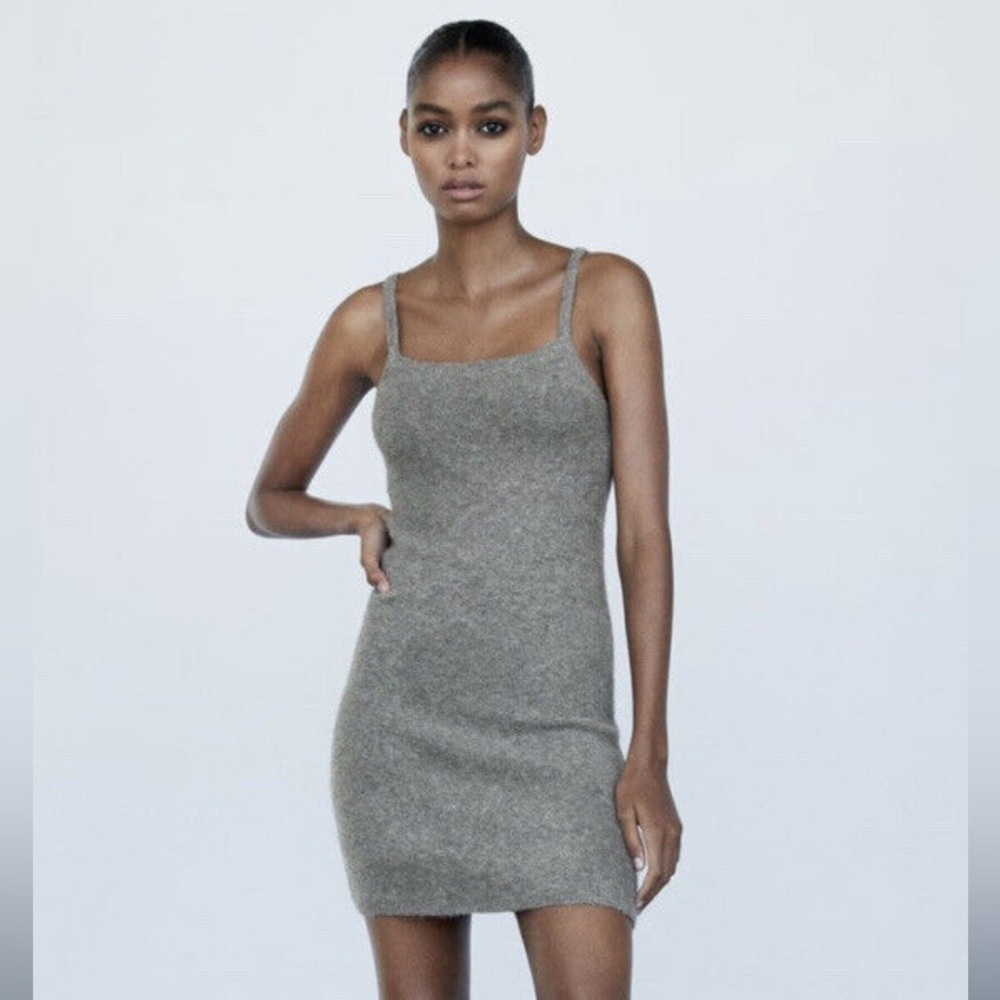 Zara Grey Soft Knit Mini Dress